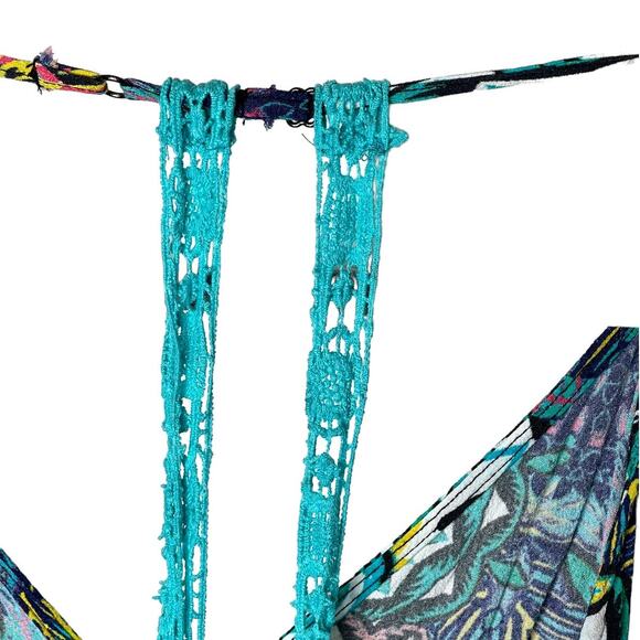 Hurley Romper Vibrant Floral with Crochet Details Size Small Youth - Picture 7 of 9